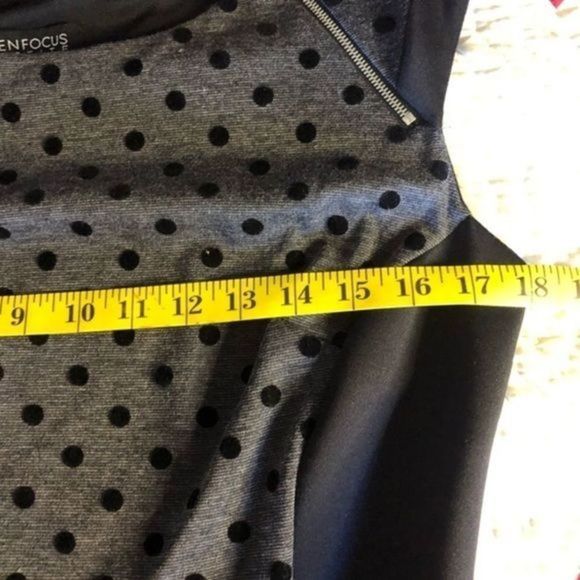 113. Enfocus Petite Polka Dot Black and Gray Dress 10P - Picture 10 of 14